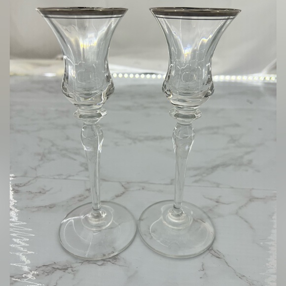 VINTAGE MIKASA Jamestown platinum crystal candleholders CANDLESTICKS - Picture 2 of 4